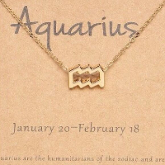 NWT, Aquarius Zodiac Sign Gold Charm Necklace - Picture 1 of 1